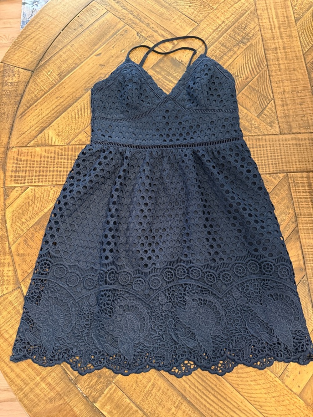 ✨ Abercrombie & Fitch Navy Blue Eyelet Mini Dress
